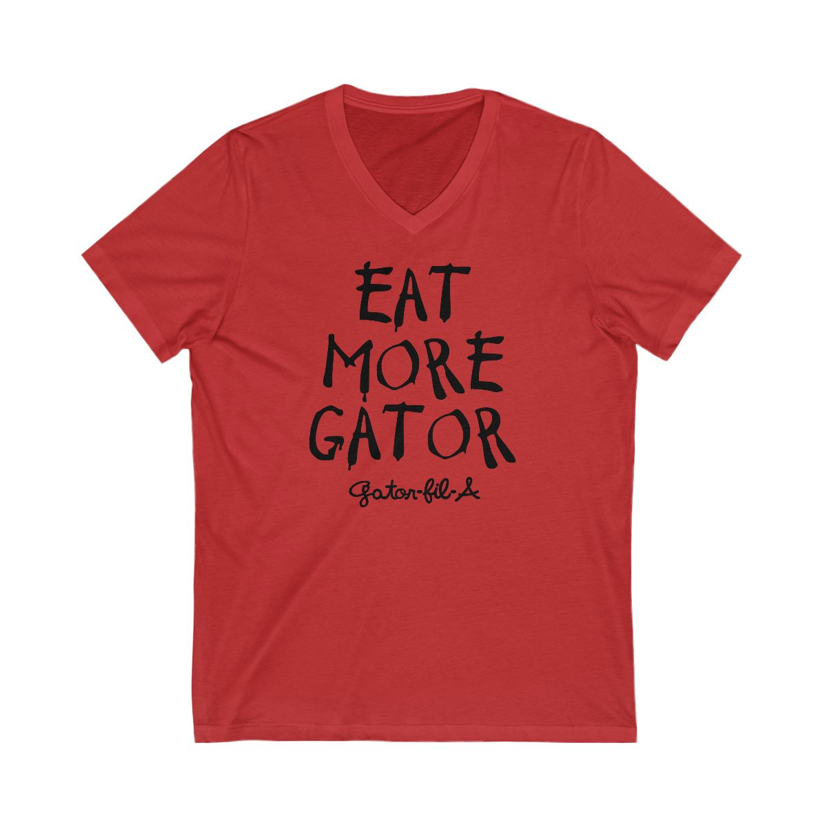 Eat More Gator V-Neck T-Shirt | Beat Florida | Black Print | Unisex Jersey Short Sleeve V-Neck Tee