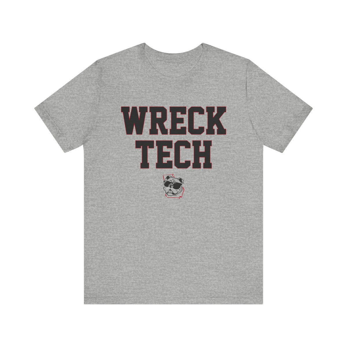Wreck Tech T-Shirt | Beat GA Tech | Black Red Print | Unisex Short Sleeve