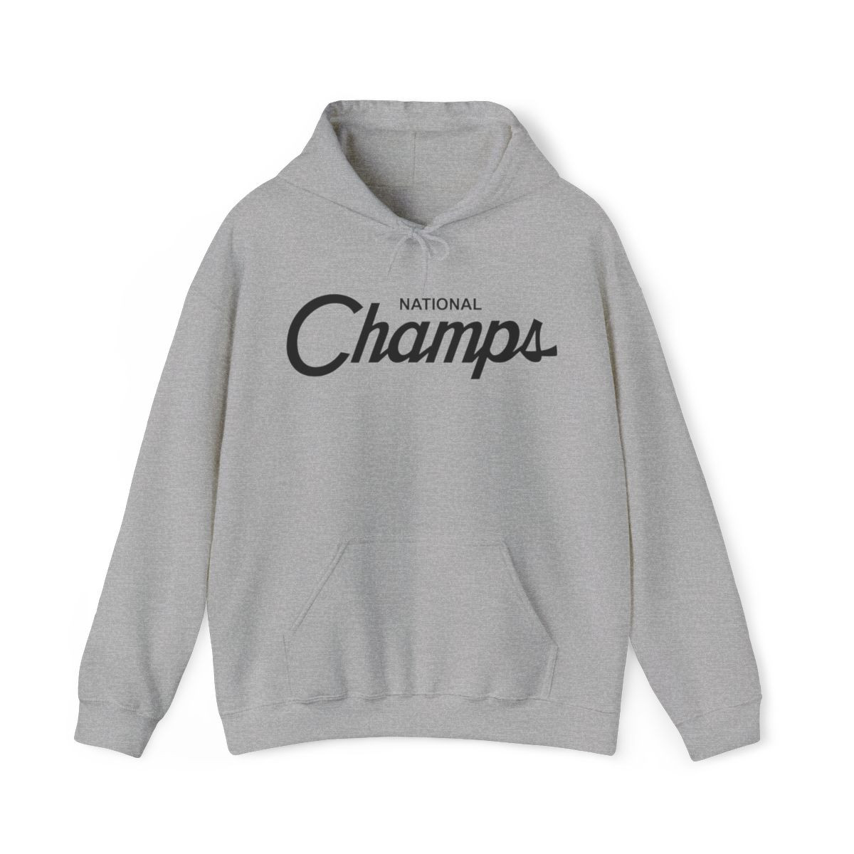 National Champs Hood Script Hoodie | Black Print | Unisex Heavy Blend Hooded Sweatshirt