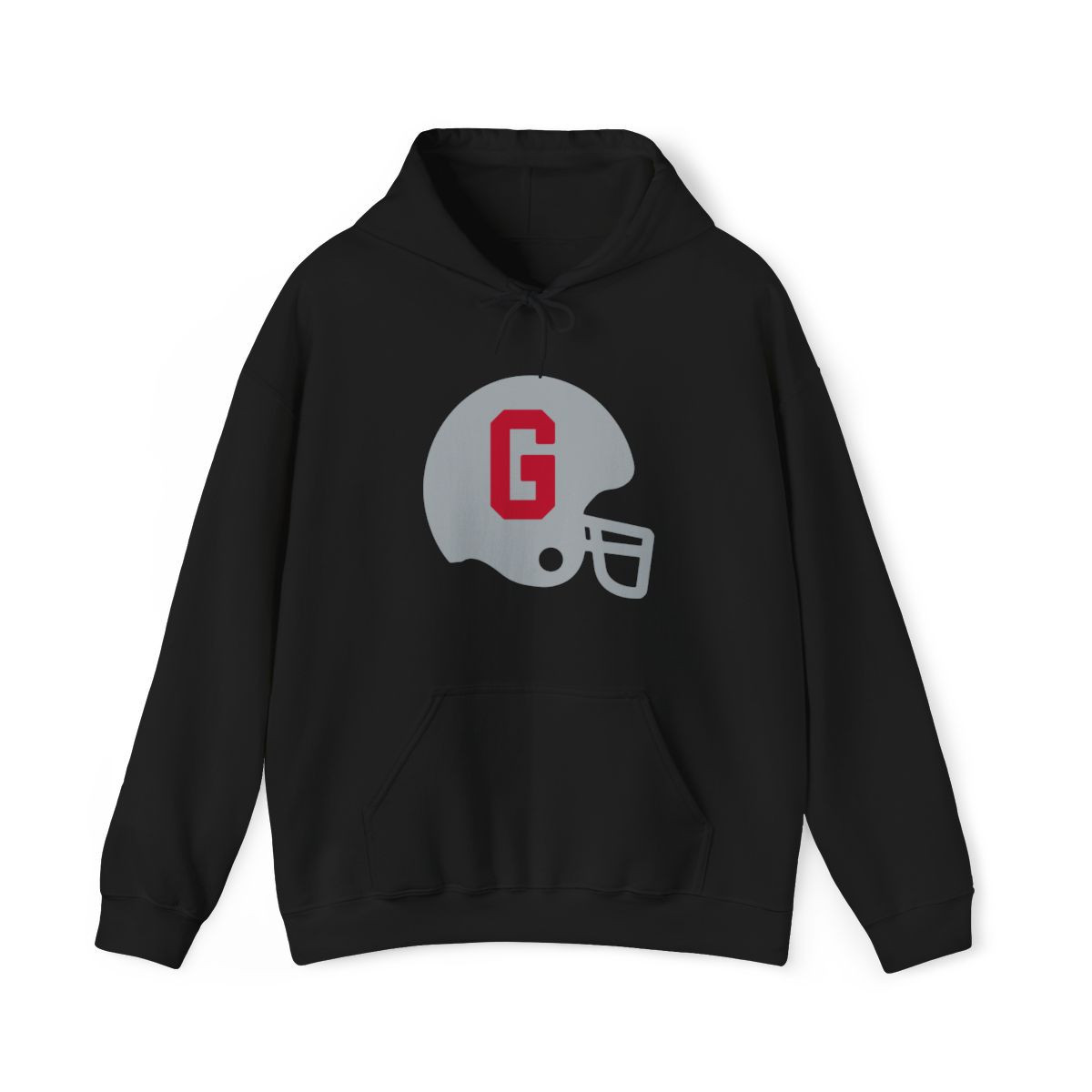 Retro G Helmet Hoodie | Silver Red Print | Unisex Heavy Blend Hooded Sweatshirt