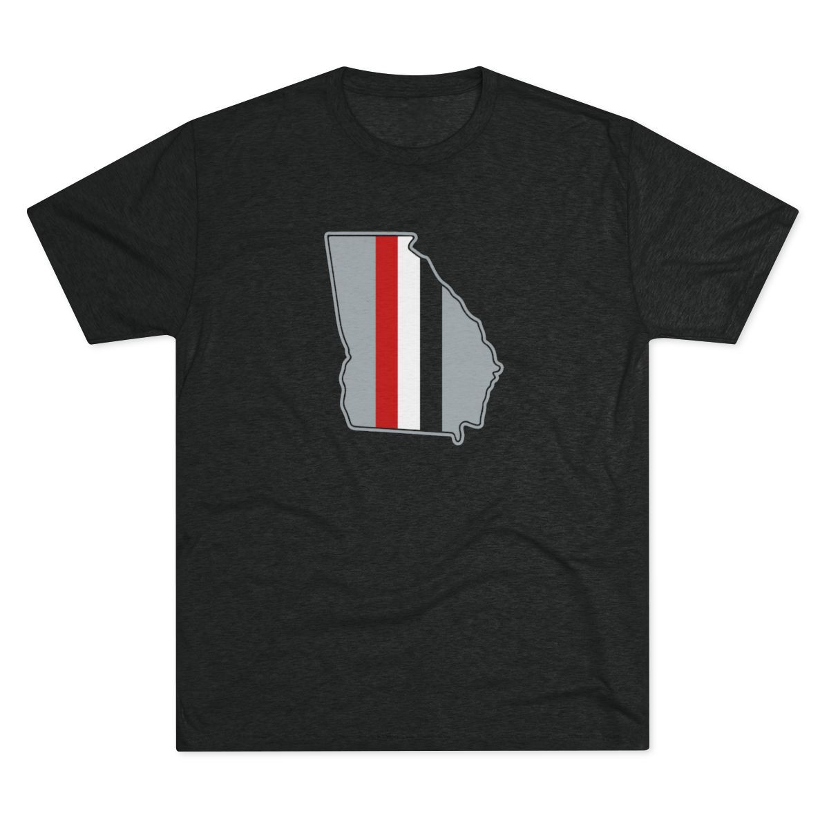 Georgia Stripes Tri-Blend Premium T-Shirt | Silver Red White Print | Unisex Tri-Blend Crew Tee