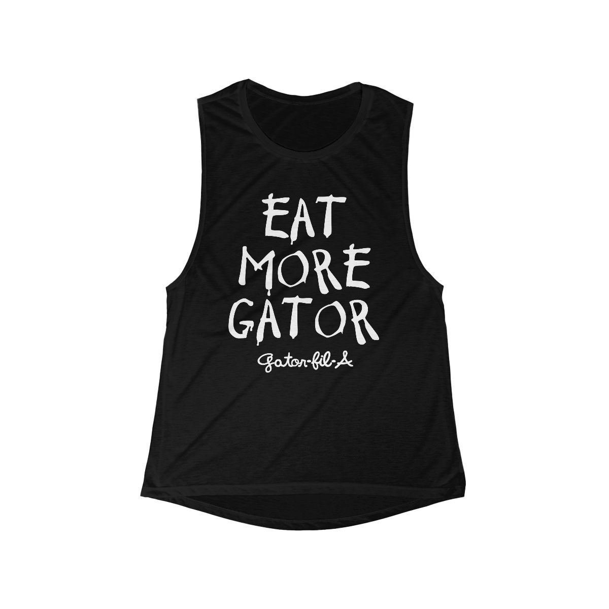 Eat More Gator Women's Muscle Tank | Beat Florida | White Print | Women's Flowy Scoop Muscle Tank
