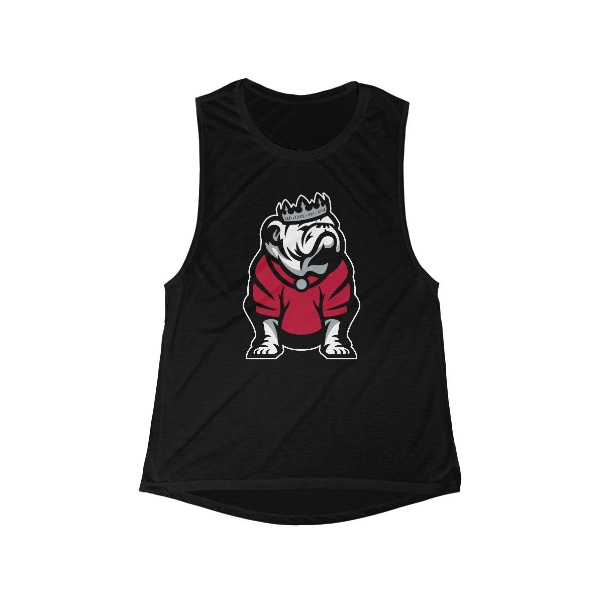 King Bulldog Women's Muscle Tank | Red Black White Gray Print | Women's Flowy Scoop Muscle Tank