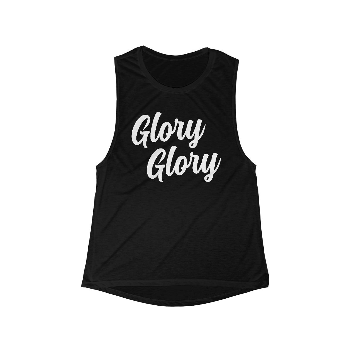 Glory Glory Women's Muscle Tank | White Print | Women's Flowy Scoop Muscle Tank