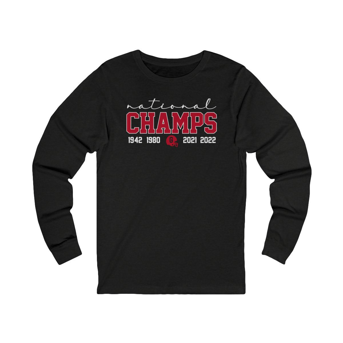 National Champs Long Sleeve T-Shirt | Red White Print | Unisex Long Sleeve Tee