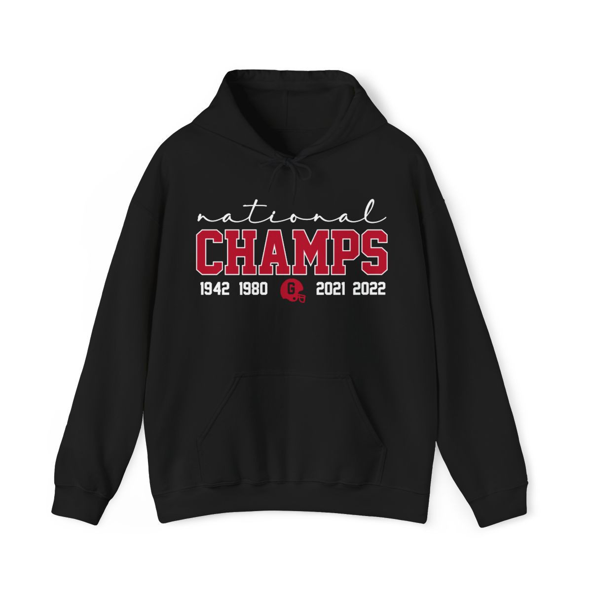 National Champs Hoodie | Red White Print | Unisex Heavy Blend Hooded Sweatshirt