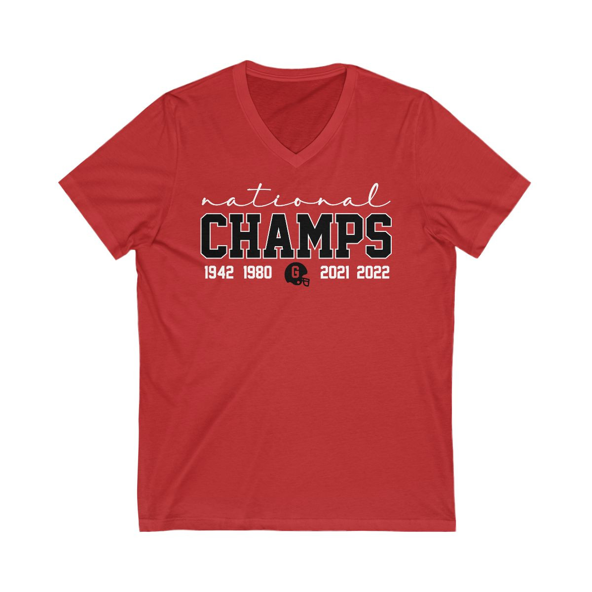 National Champs V-Neck T-Shirt | Black White Print | Unisex Short Sleeve V-Neck Tee