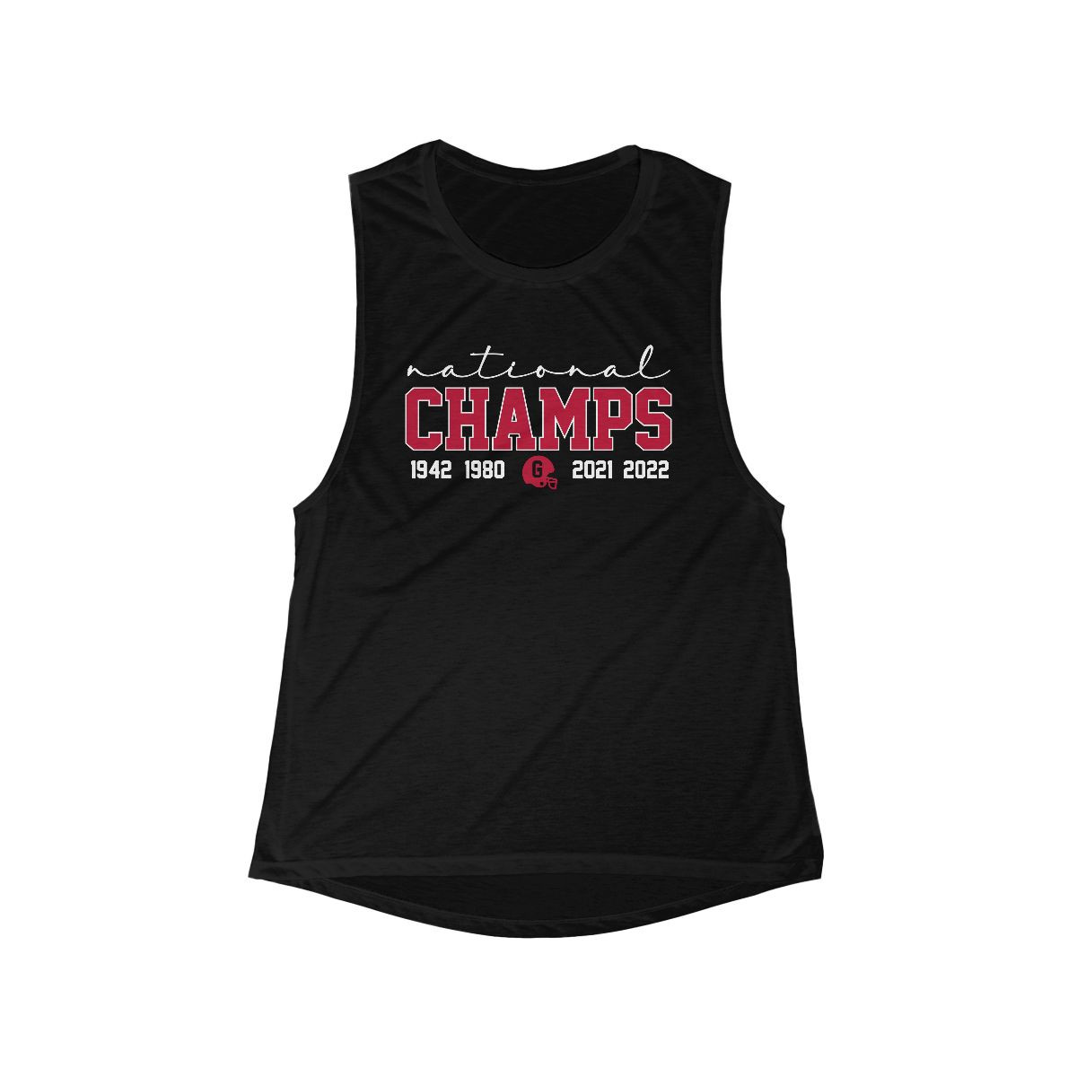 National Champs Women's Muscle Tank | Red White Print | Women's Flowy Scoop Muscle Tank