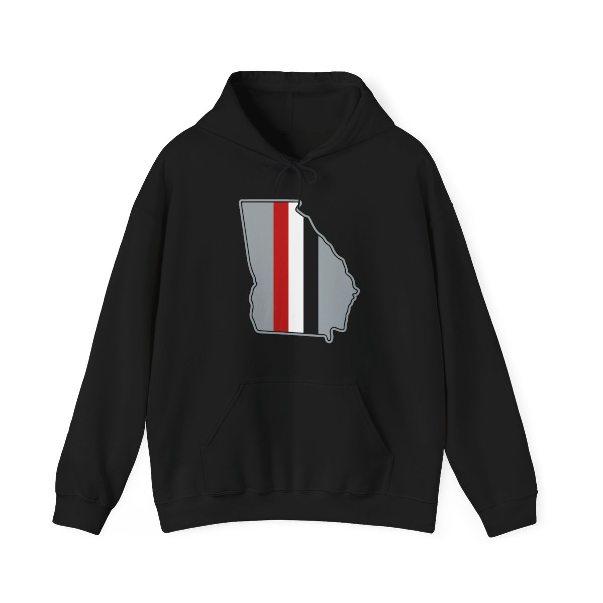 Georgia Stripes Hoodie | Silver Red White Black Print | Unisex Heavy Blend Hooded Sweatshirt