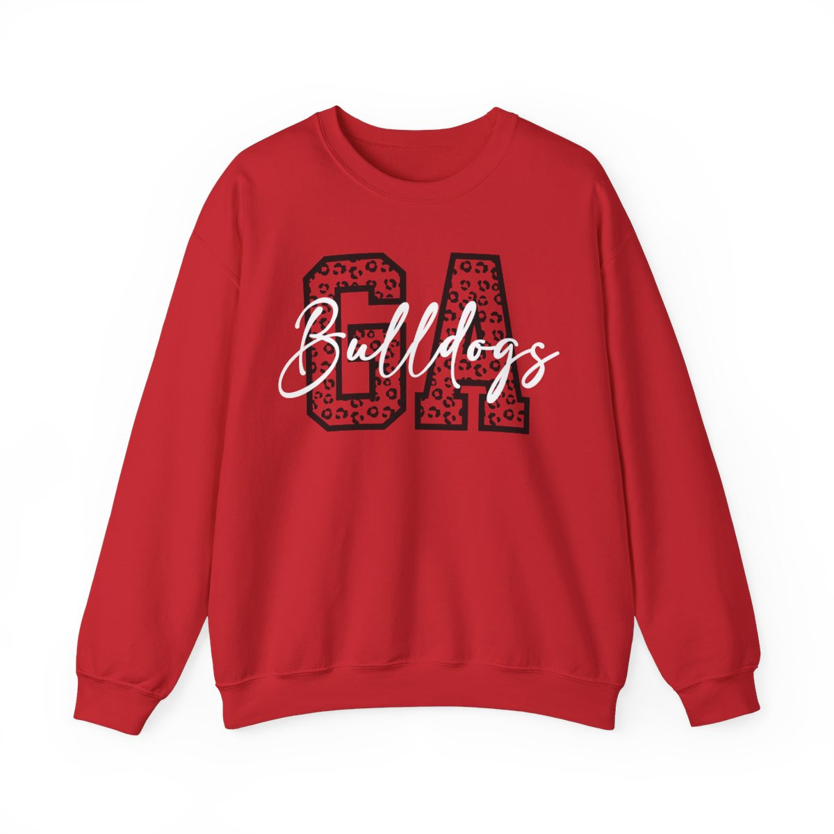 GA Bulldogs Leopard Print Sweatshirt | Black White Print | Unisex Crewneck Sweatshirt