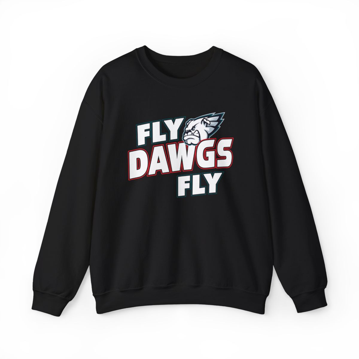 Fly Dawgs Fly Sweatshirt | Philly Dawgs | White Red Green Print | Unisex Crewneck Sweatshirt