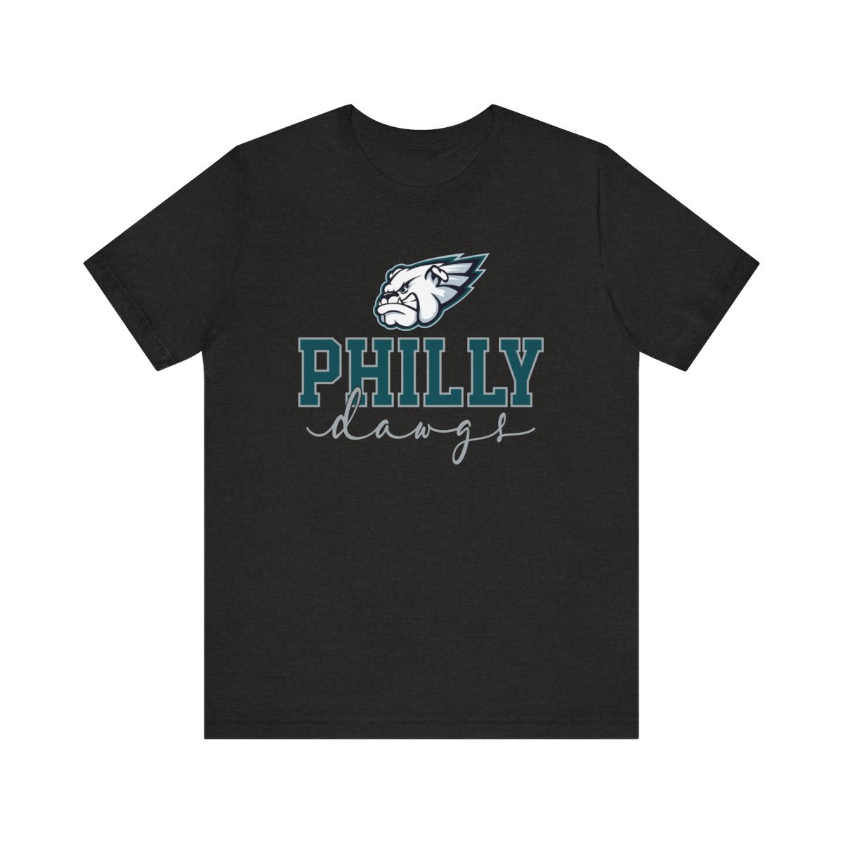 Philly Dawgs T-Shirt | Dk Green Gray White Print | Unisex Short Sleeve Tee