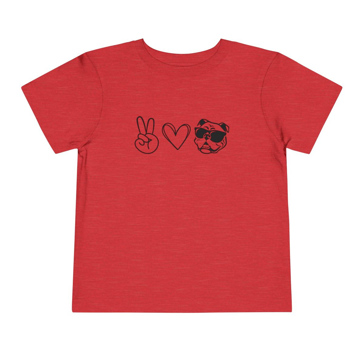 TODDLER Peace Love Bulldog T-Shirt | Black Print | Toddler Short Sleeve Tee