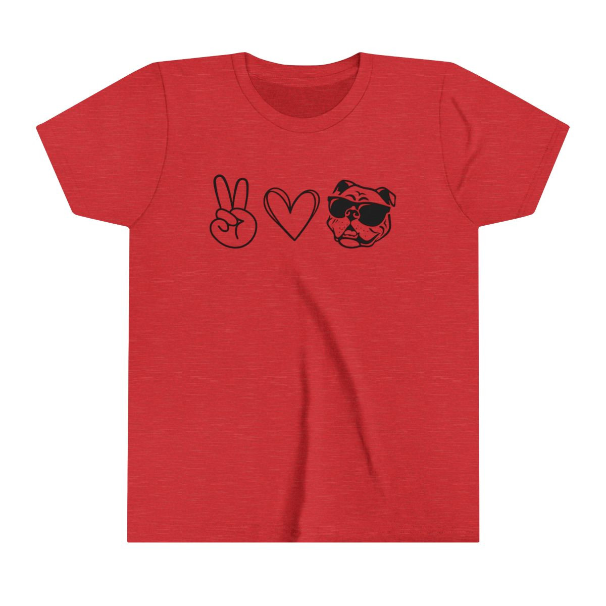 YOUTH Peace Love Bulldog T-Shirt | Black Print | Youth Short Sleeve Tee