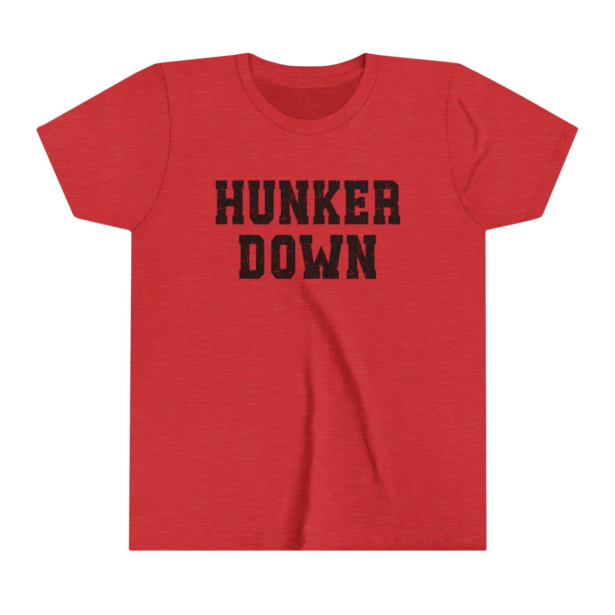 YOUTH Hunker Down T-Shirt | Distressed Black Print | Youth Short Sleeve Tee