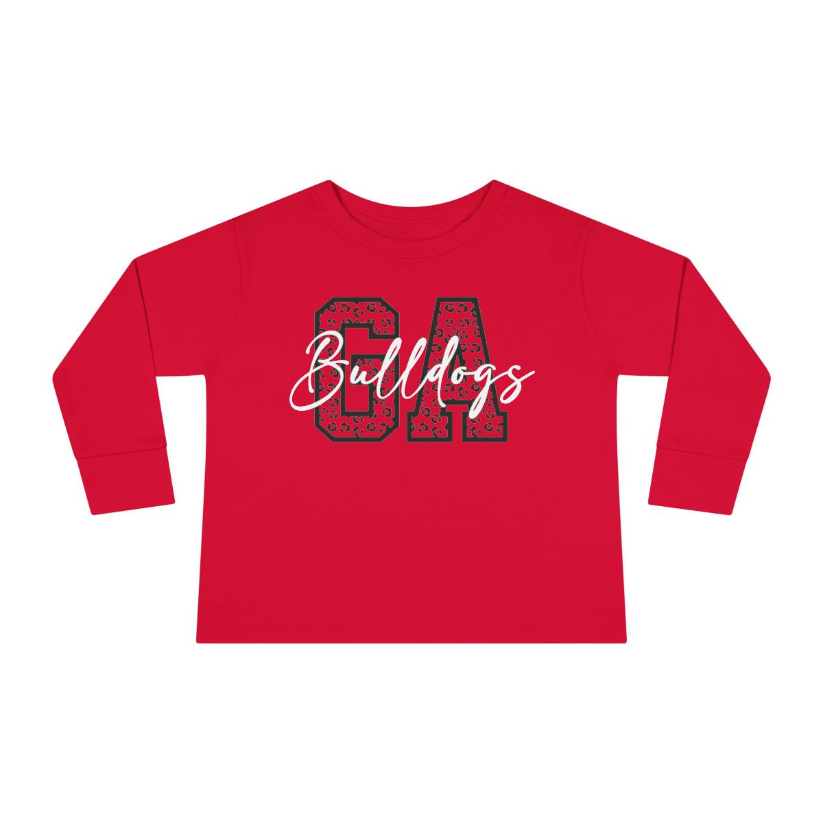TODDLER SIZES | Fan of Georgia Football Toddler Long Sleeve Tee | Leopard Print | Georgia Shirt | Bulldog Shirt | Toddler Long Sleeve Tee