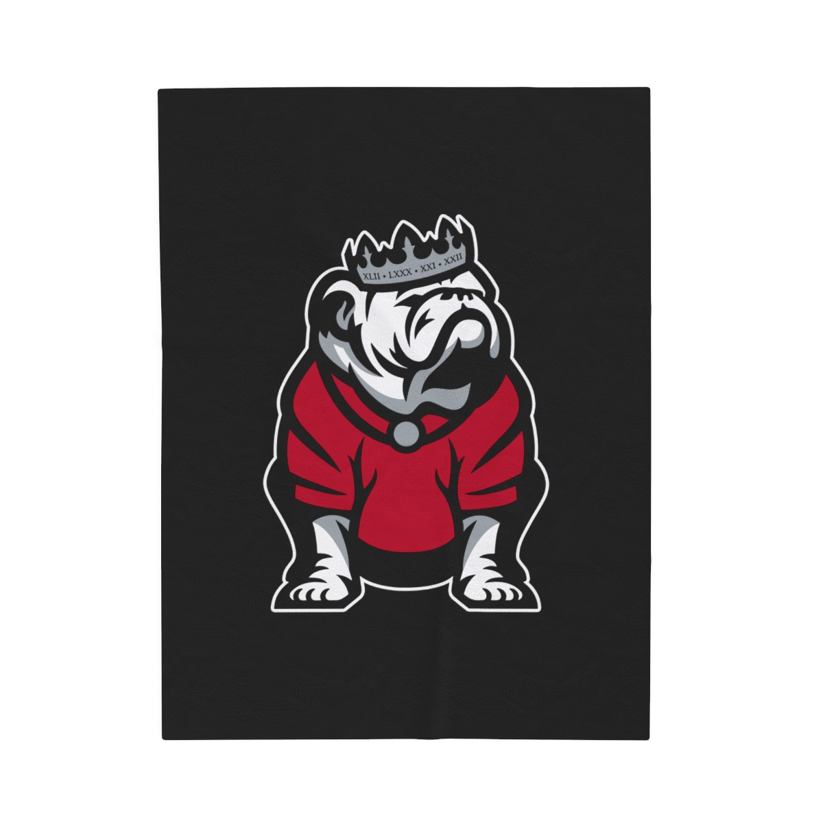 King Bulldog Velveteen Plush Blanket | Red White Black Gray Print | Velveteen Plush Blanket