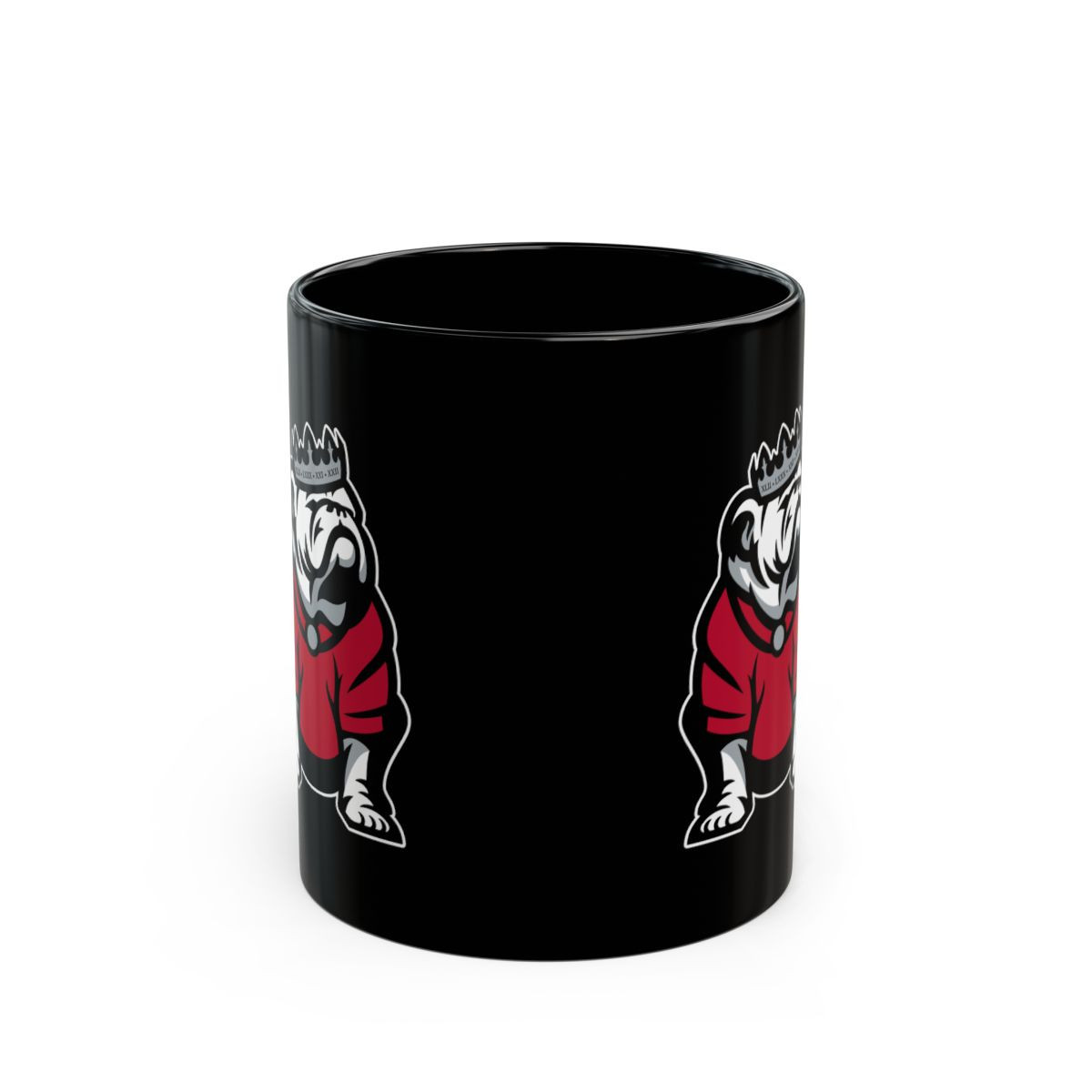 King Bulldog 11 oz Black Mug | Red White Black Gray Print | Bulldog Coffee Mug | 11oz Black Mug