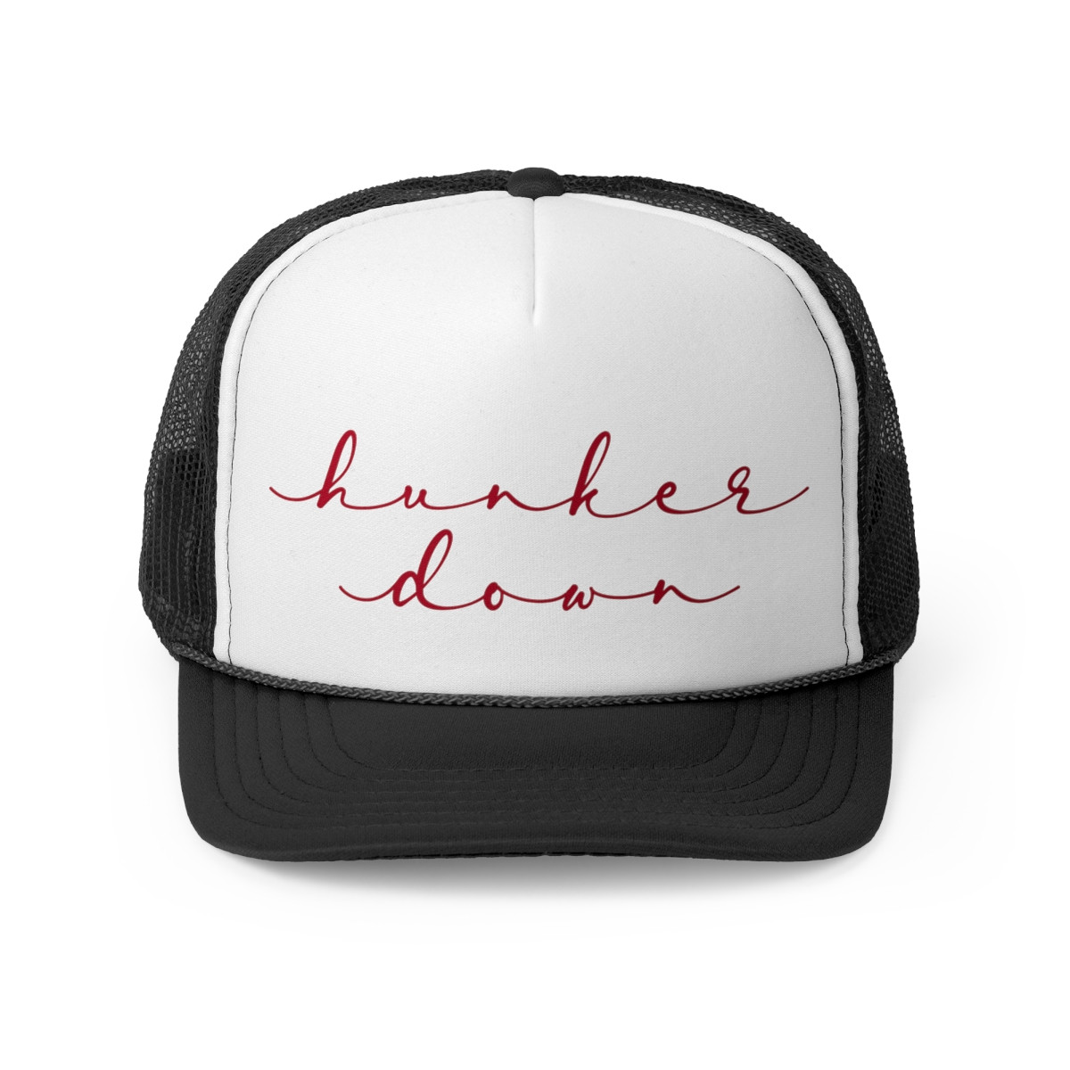 Hunker Down Trucker Hat | Red Print | Trucker Caps