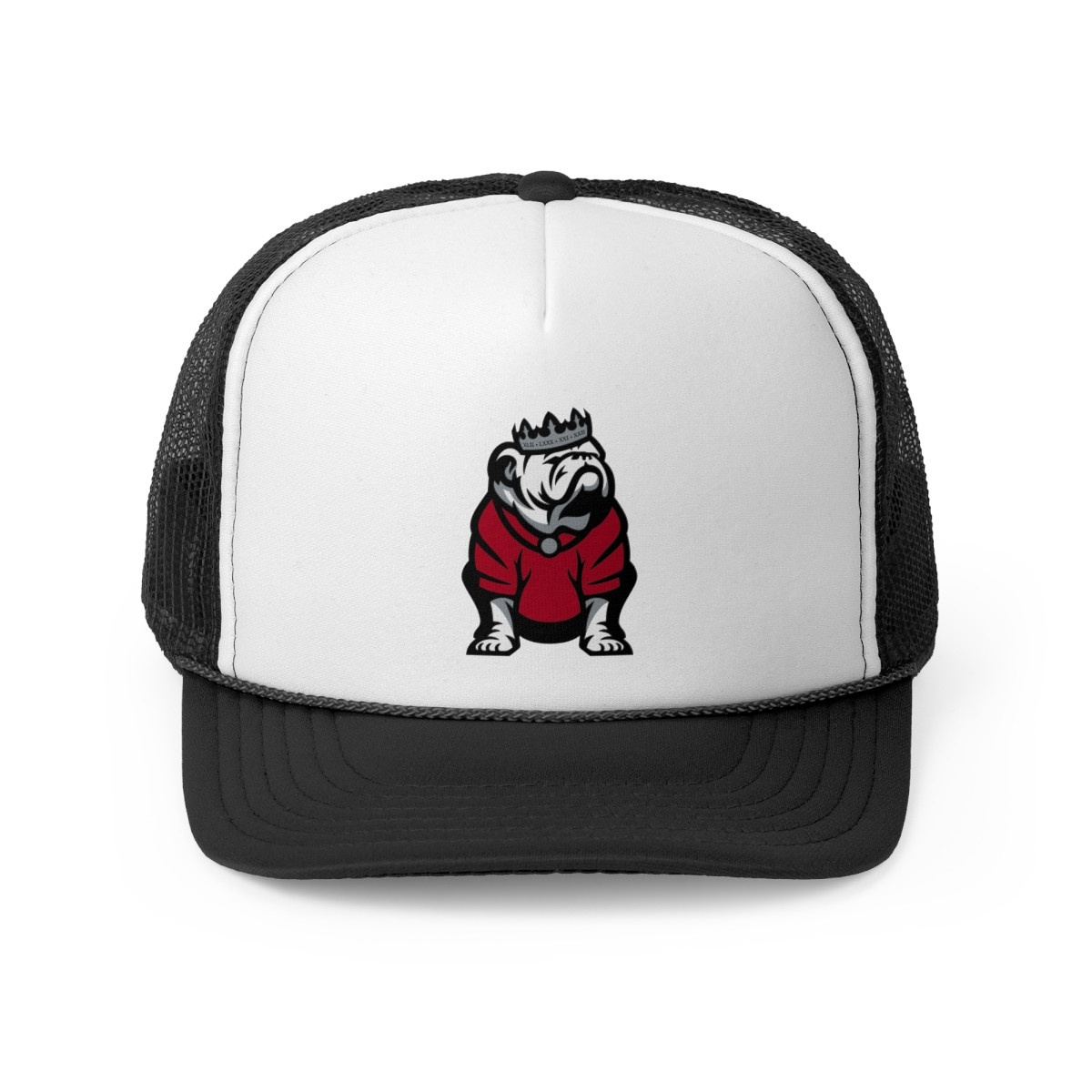 King Bulldog Trucker Hat | Red Black Gray Print | Trucker Caps
