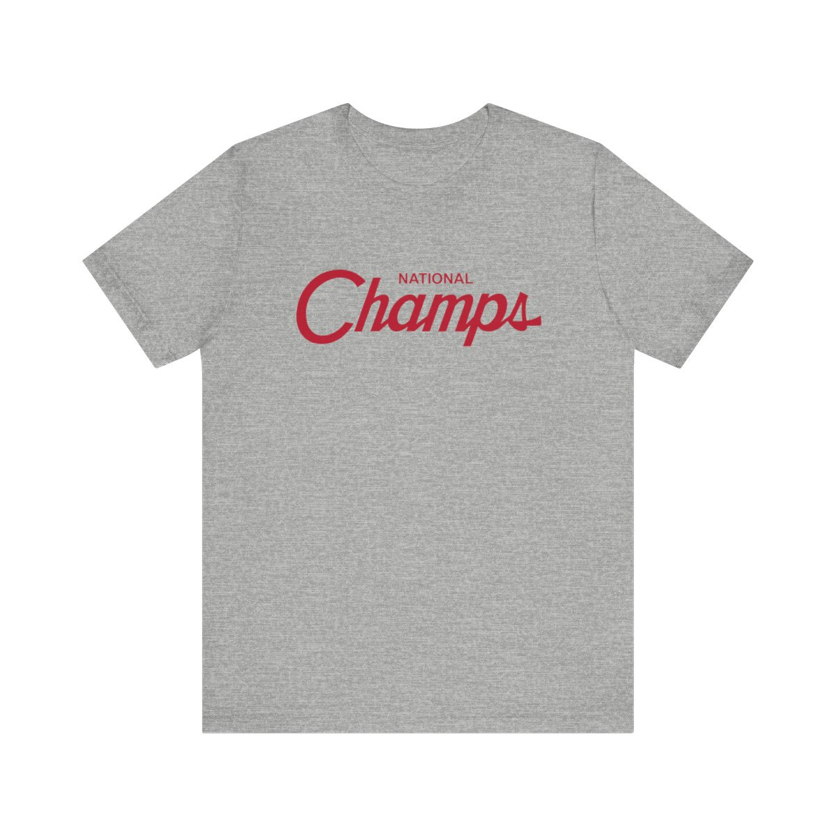 National Champs Hood Script T-Shirt | Red Print | Unisex Short Sleeve Tee