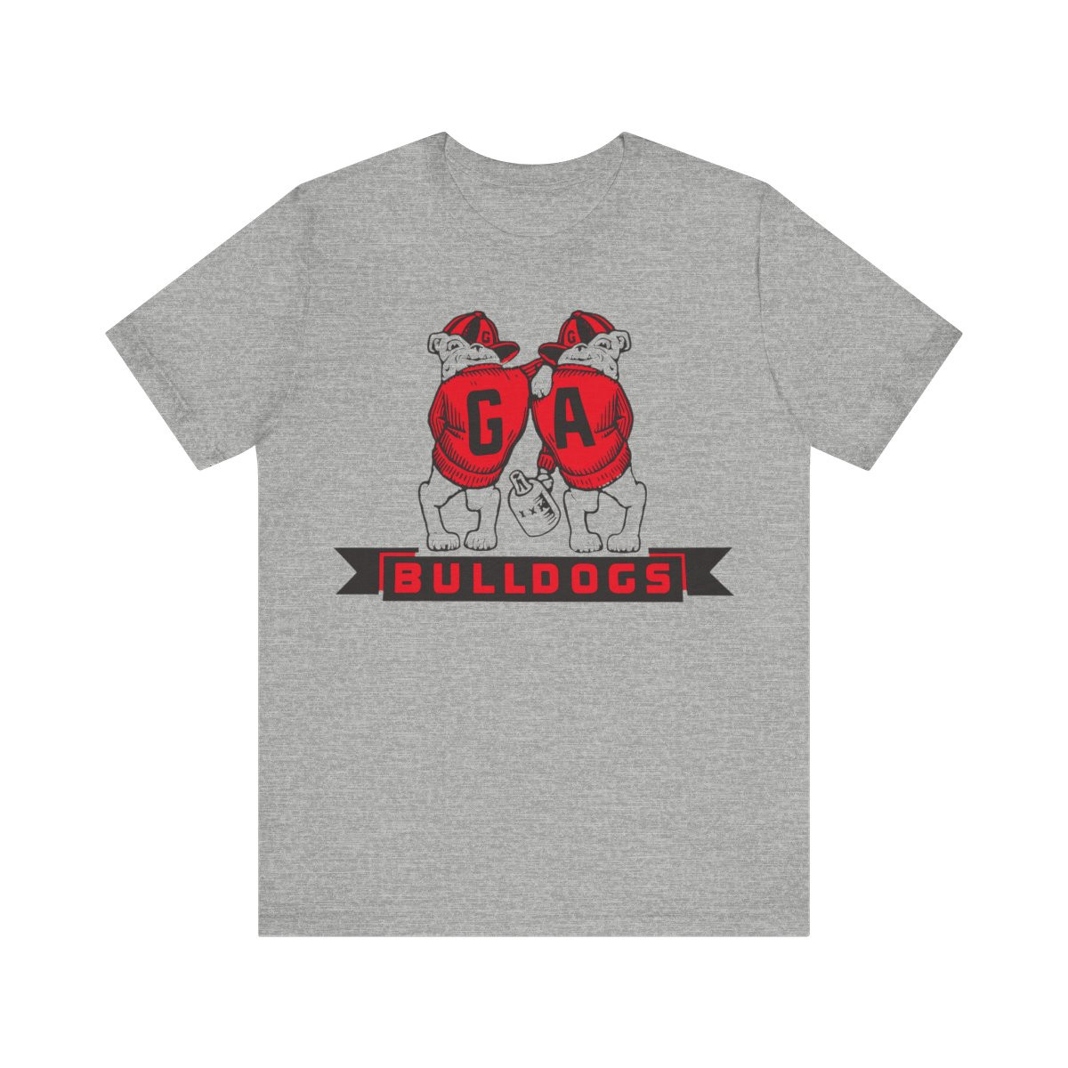 Retro GA Bulldogs T-Shirt | Red Black Print | Unisex Short Sleeve Tee