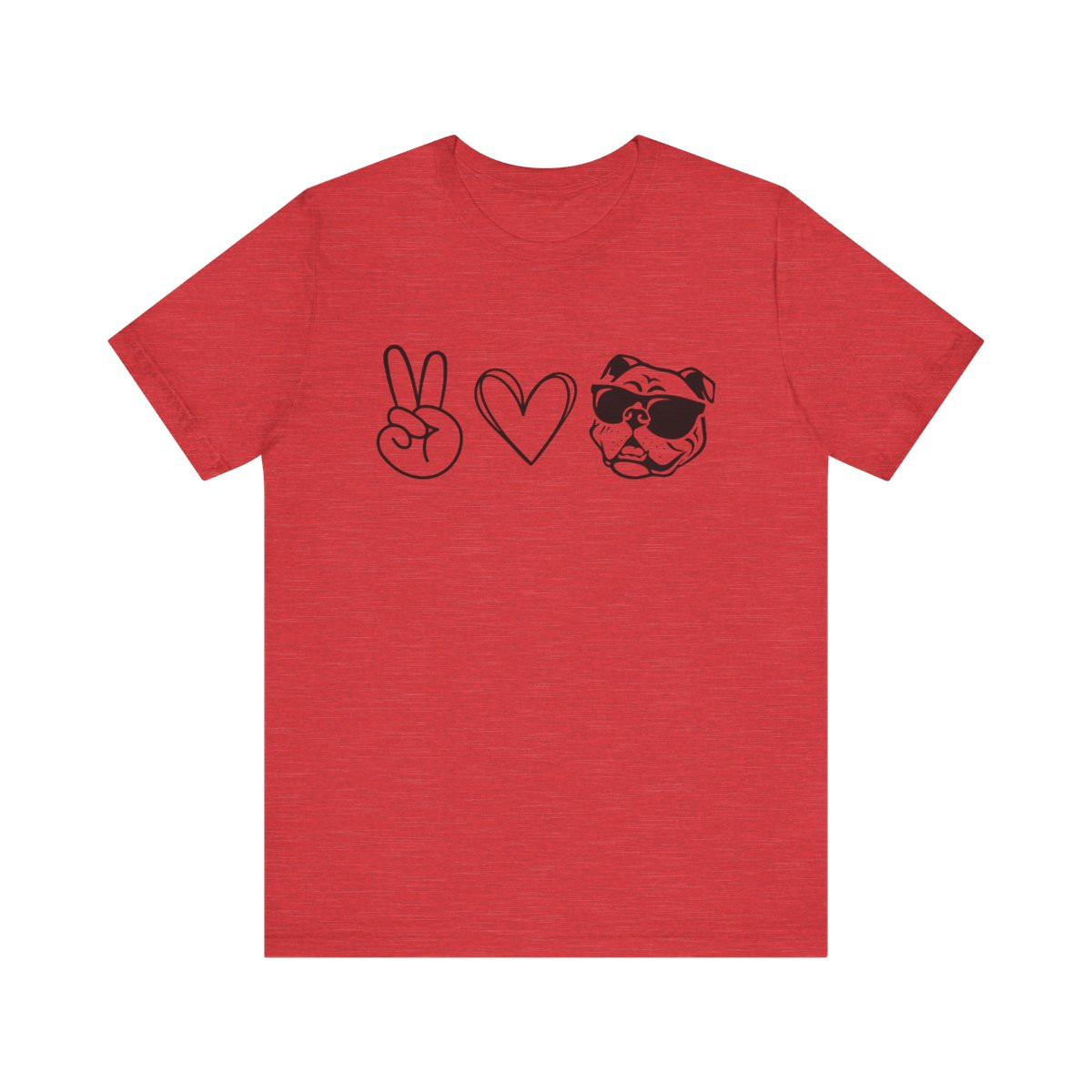 Peace Love Bulldog T-Shirt | Black Print | Unisex Short Sleeve Tee