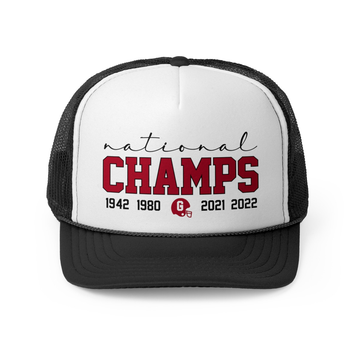 National Champs Trucker Hat | Red Black Print | Trucker Caps