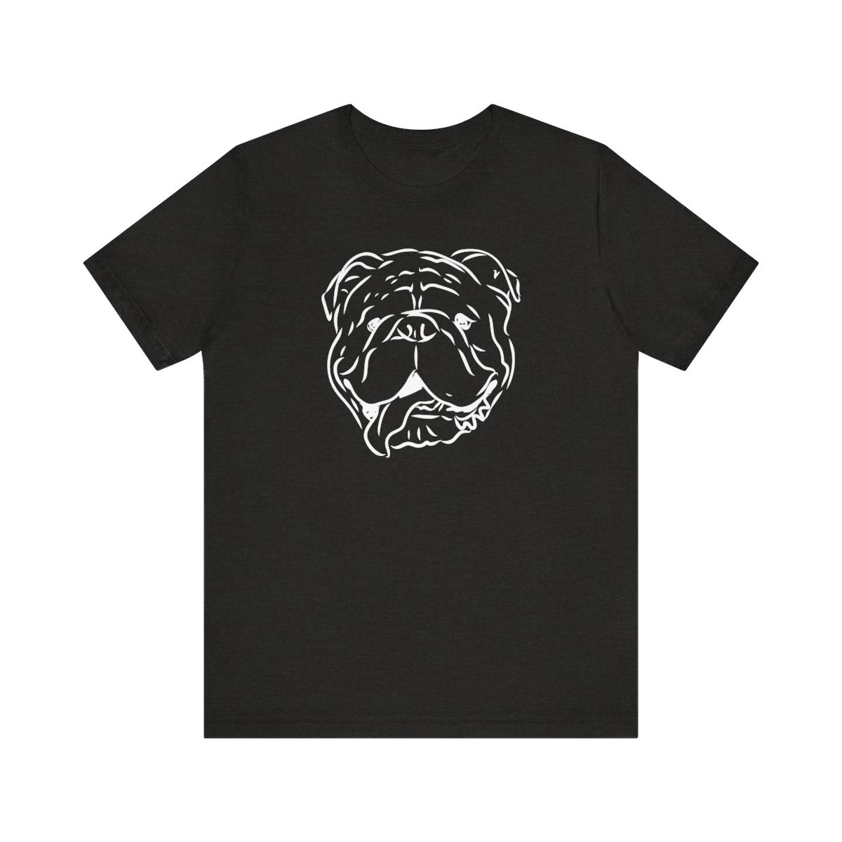 Bulldog Face T-Shirt | White Print | Unisex Short Sleeve Tee