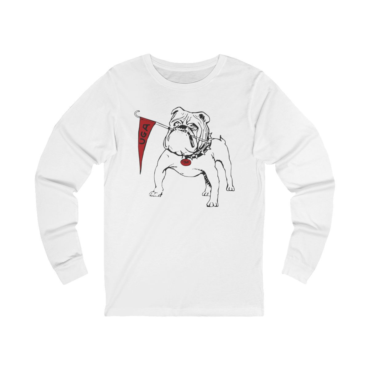 Retro 1945 Bulldog Mascot Long Sleeve T-Shirt | Black Red Print | Unisex Jersey Long Sleeve Tee