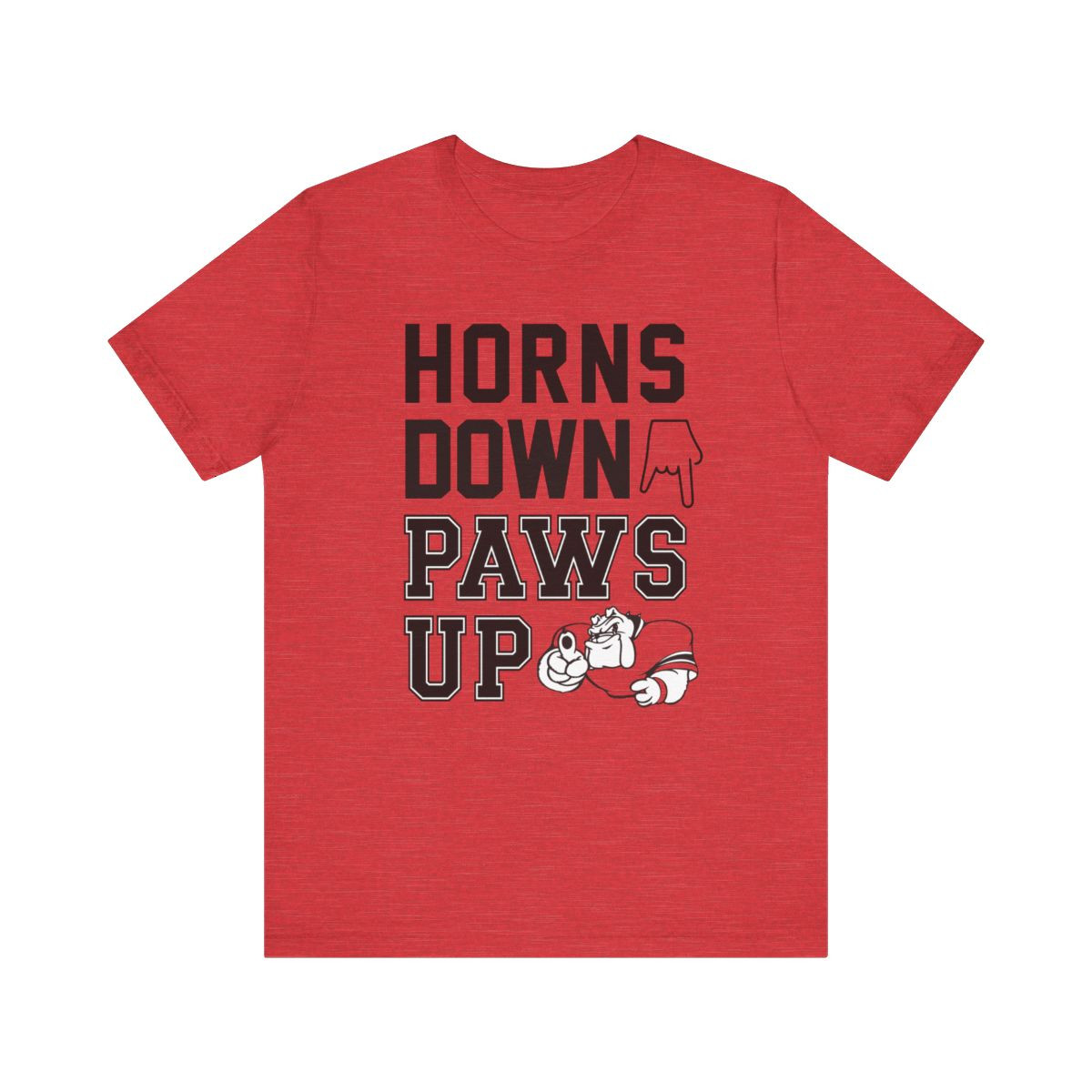 Horns Down Paws Up T-Shirt | Georgia Beat Texas | Black White Print | Unisex Short Sleeve Tee