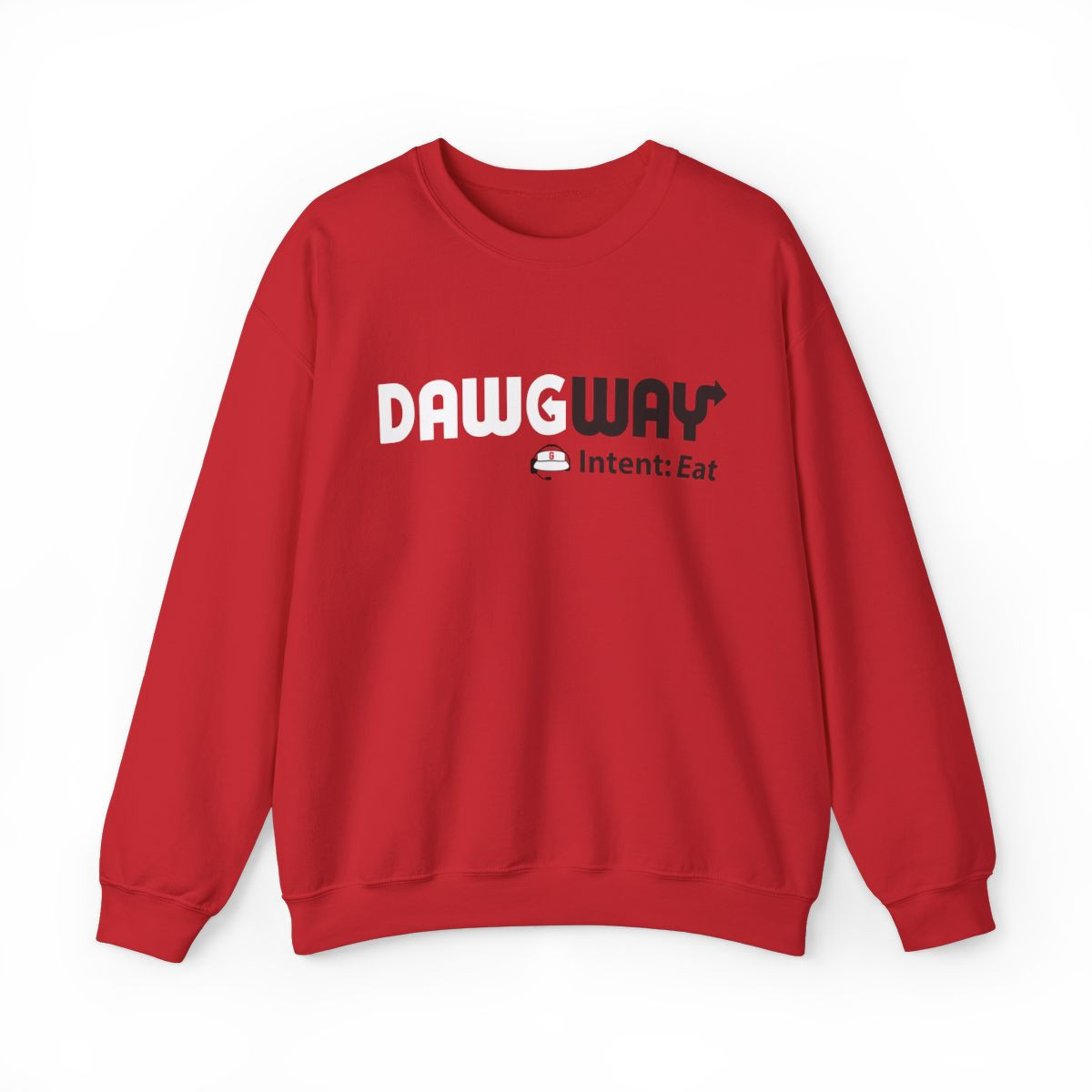 DawgWay Intent Eat Subway Parody Sweatshirt | White Black Print | Unisex Crewneck Sweatshirt