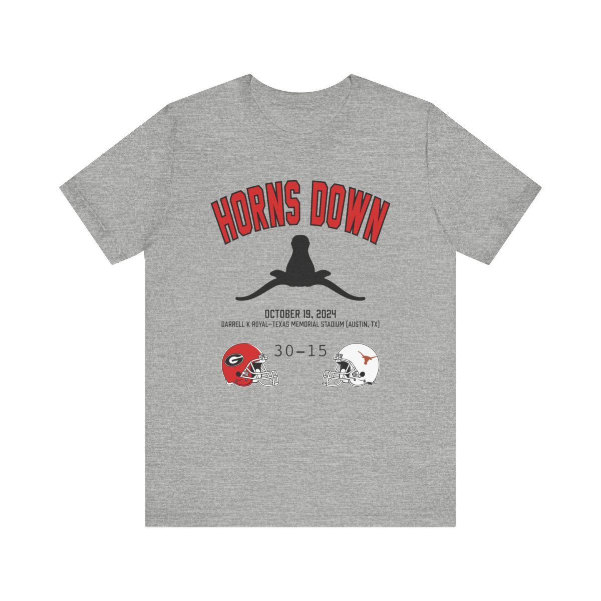 Horns Down T-Shirt | Georgia Beat Florida | Red Black Print | Unisex Short Sleeve Tee