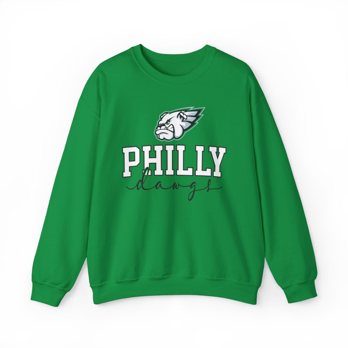Philly Dawgs Sweatshirt | White Black Gray Print | Unisex Crewneck Sweatshirt