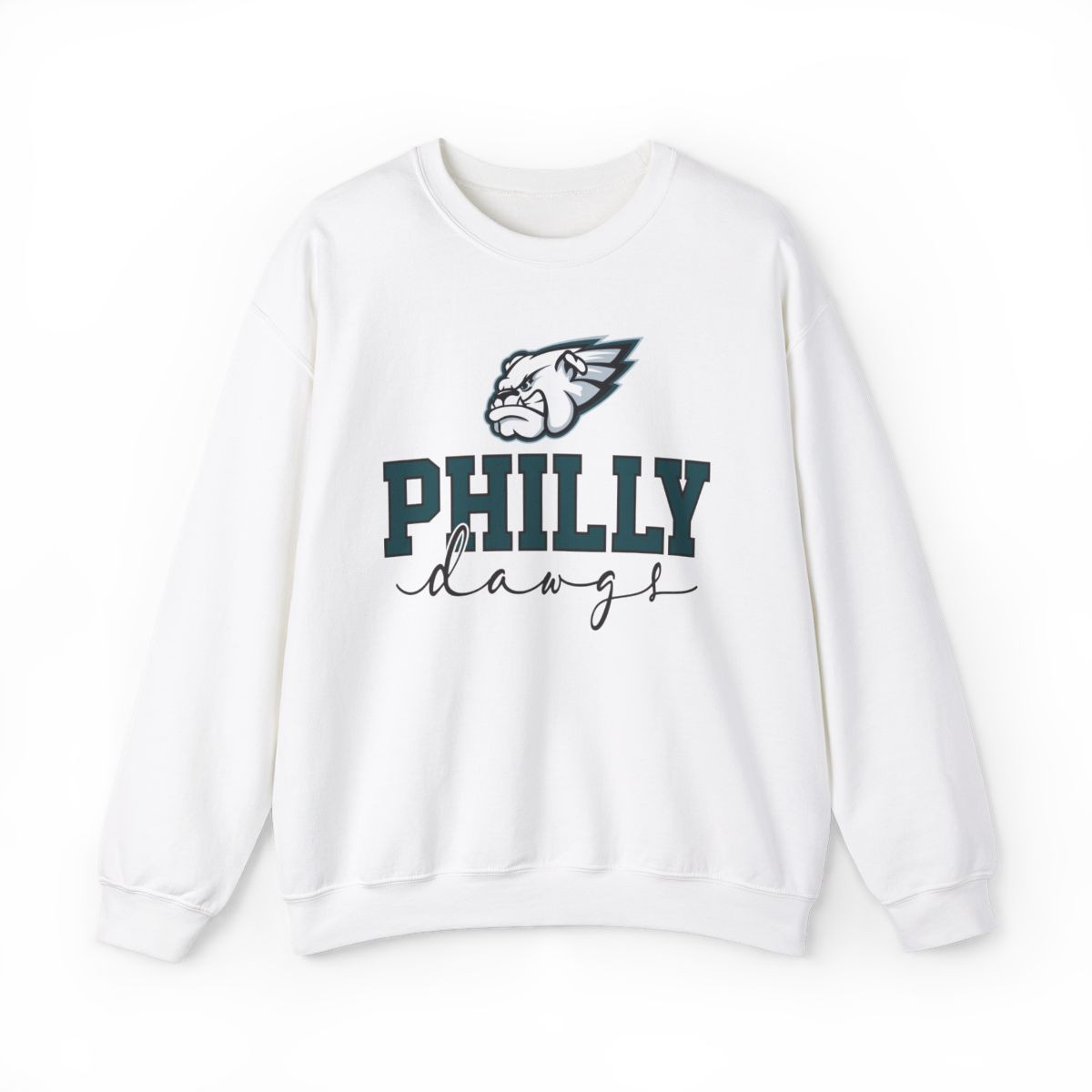 Philly Dawgs Sweatshirt | Dk Green Black Gray Print  | Unisex Crewneck Sweatshirt