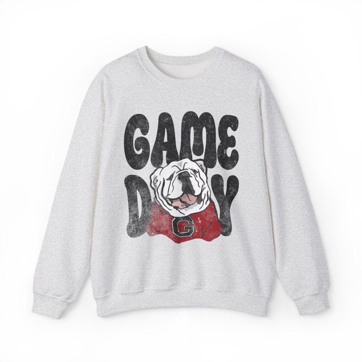 GameDay UGA Sweatshirt | Black Red White Print | Unisex Crewneck Sweatshirt