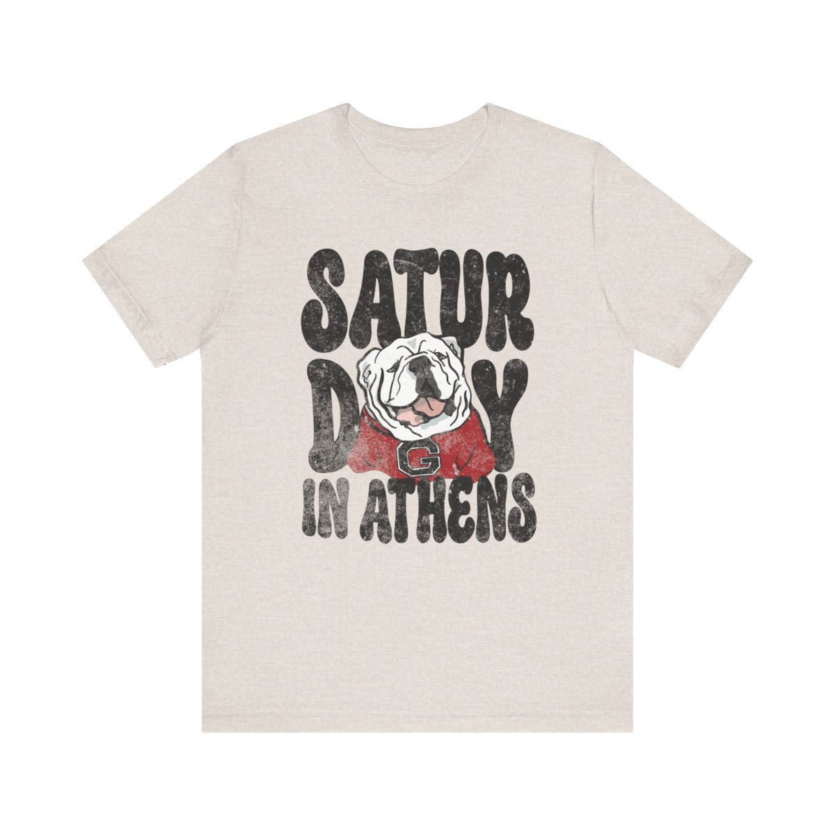 Saturday in Athens UGA T-Shirt | Black Red White Print | Unisex Short Sleeve Tee