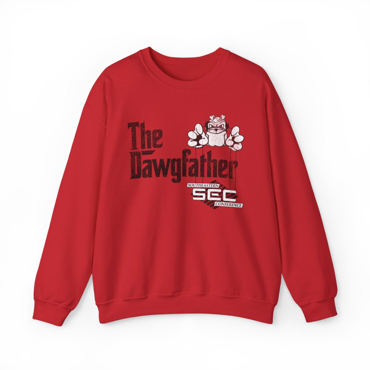The Dawgfather Sweatshirt | Black White Distressed Print | Unisex Crewneck Sweatshirt