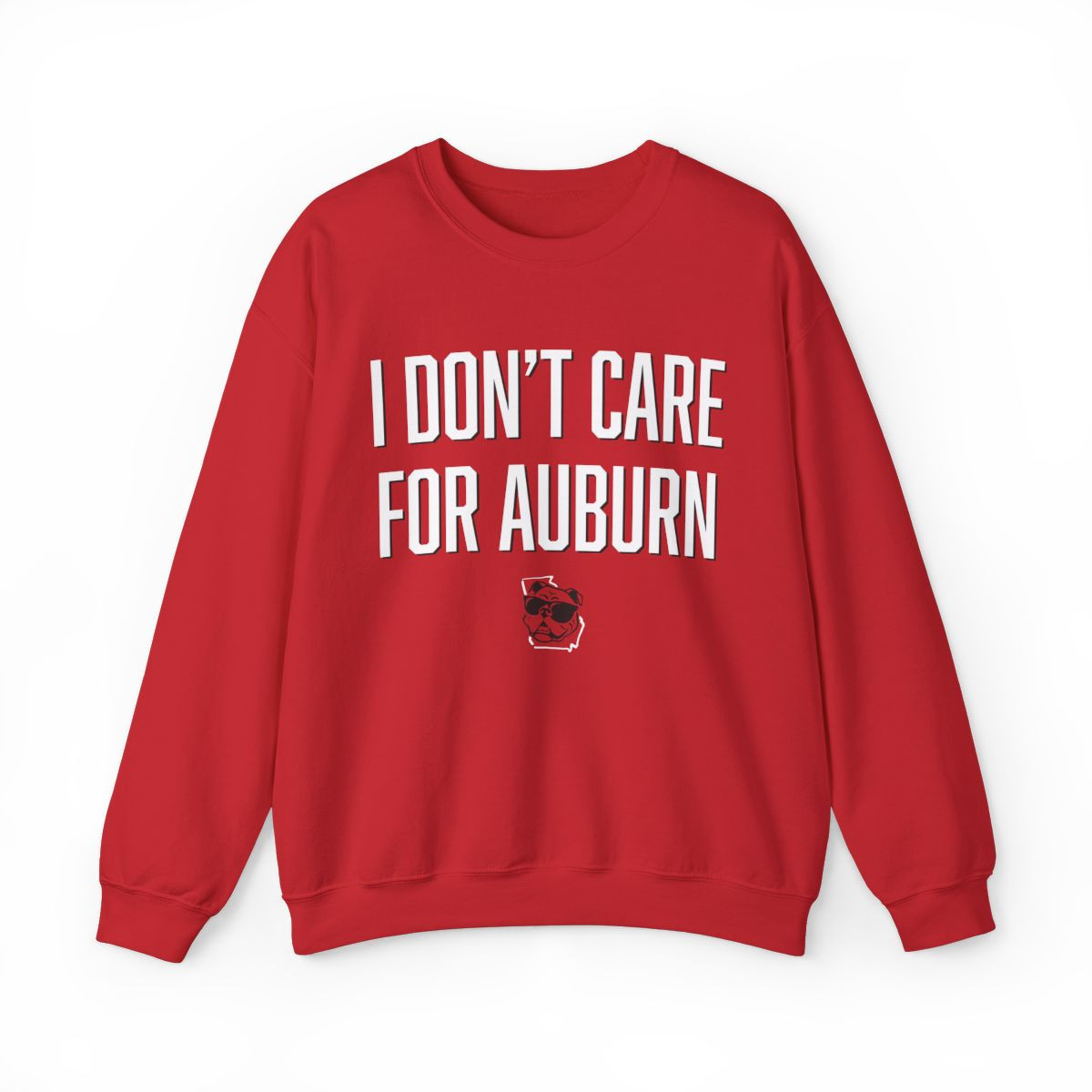I Don't Care for Auburn Sweatshirt | White Black Print | Unisex Crewneck Sweatshirt