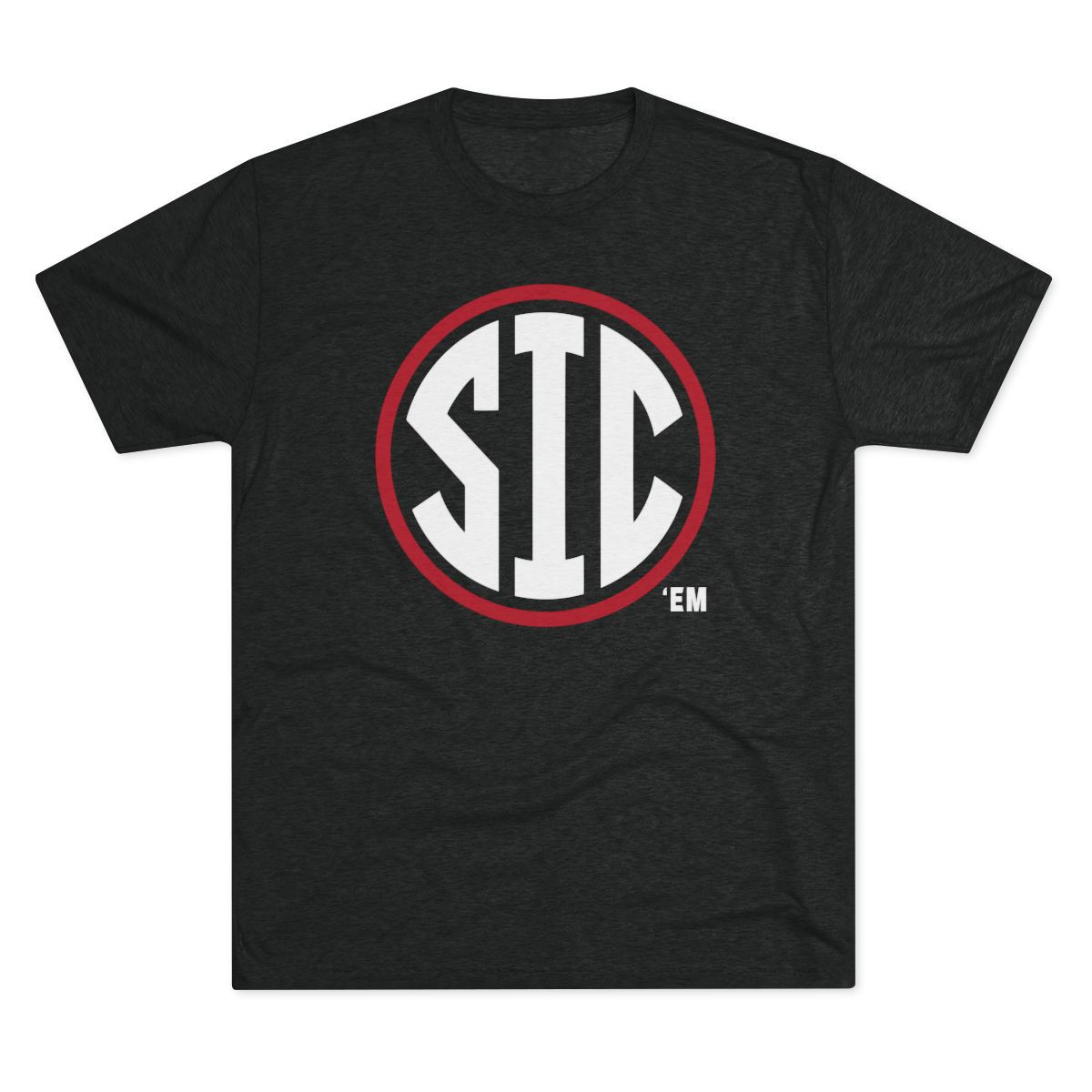 Sic Em SEC Parody Tri-Blend Premium T-Shirt | White Red Print | Unisex Tri-Blend Crew Tee