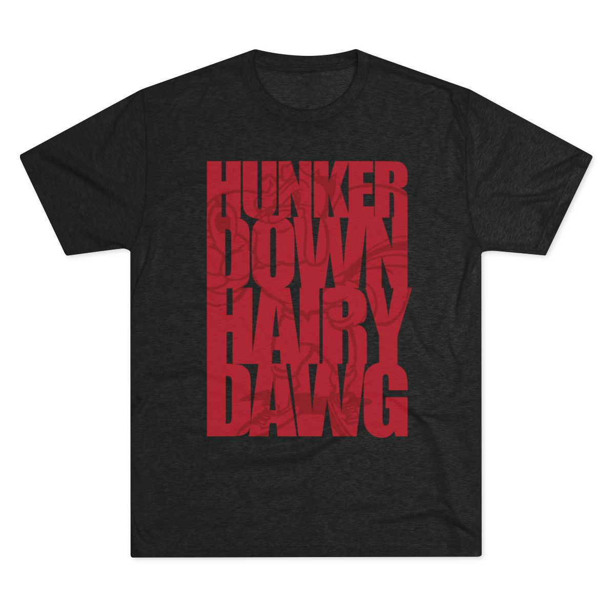 Hunker Down Hairy Dawg Tri-Blend Premium T-Shirt | Distressed Print | Unisex Tri-Blend Crew Tee