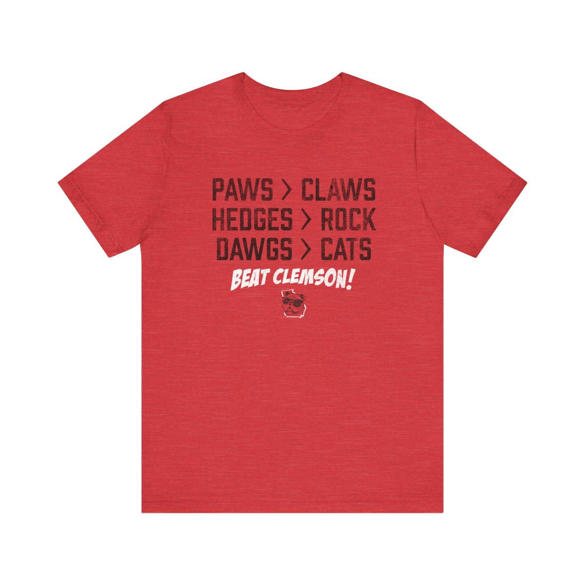Beat Clemson Tee | Paws Greater Than Claws | Distressed Print | Unisex Short Sleeve Tee