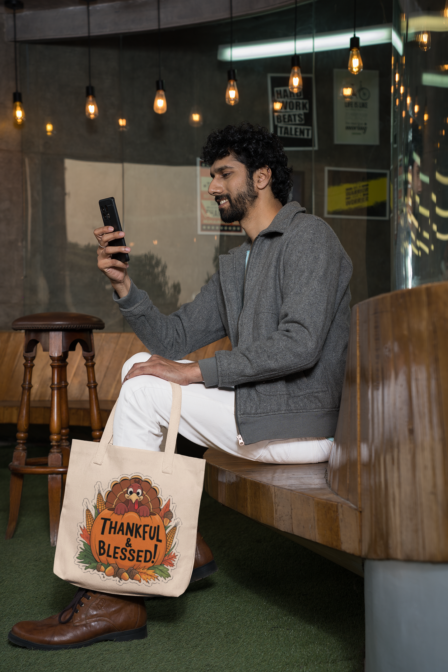 92. Thankful & Blessed: Thanksgiving Tote Bag with a Whimsical Twist