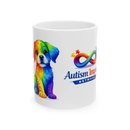 Rainbow Puppy Autism Awareness Mug | Ceramic Coffee Tea Cup