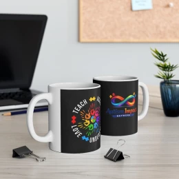 Autism Awareness Rainbow Puzzle Heart mug | Ceramic Mug