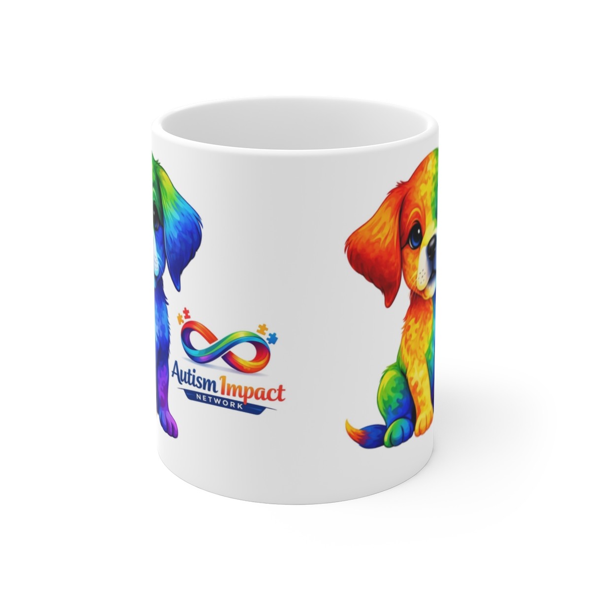 Rainbow Puppy Autism Impact Mug | Cute Spectrum Awareness Coffee Cup