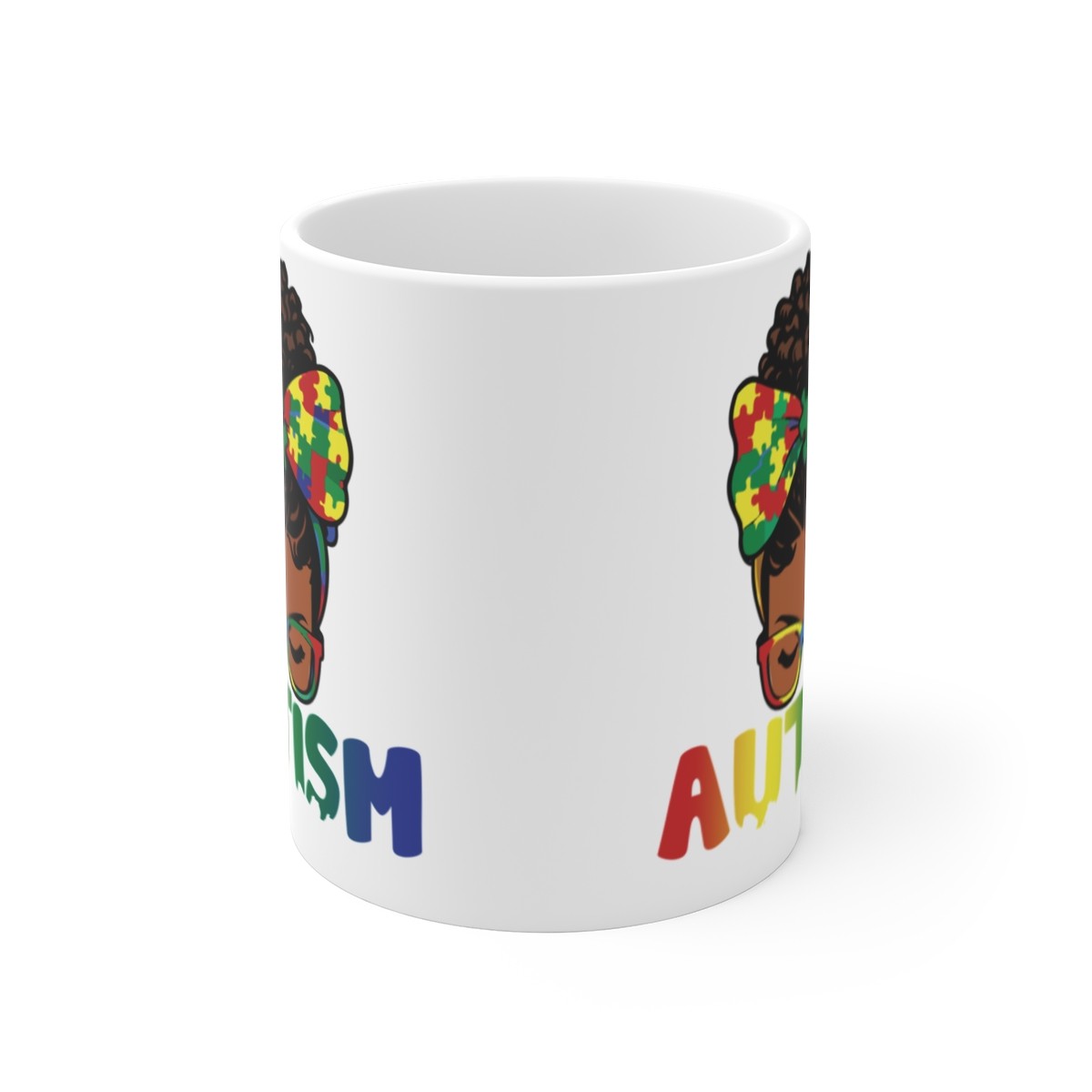 Autism Awareness Puzzle Bow Mug | 11oz Ceramic Coffee Cup