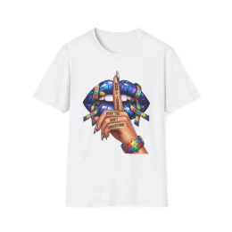 Shh Lips and Finger Peace Sign T-Shirt | Autism Puzzle Ribbon Design