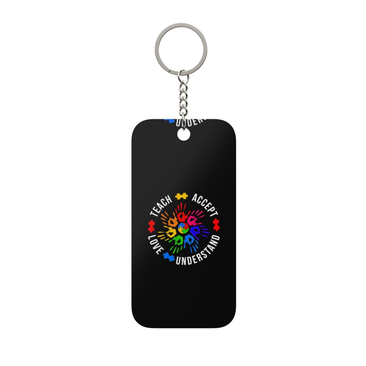 Teach Accept Love Understand autism puzzle heart keychain