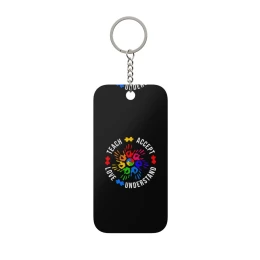 Teach Accept Love Understand autism puzzle heart keychain